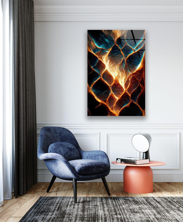 Abstract Fire Glass Wall Art , custom glass pictures, glass art prints