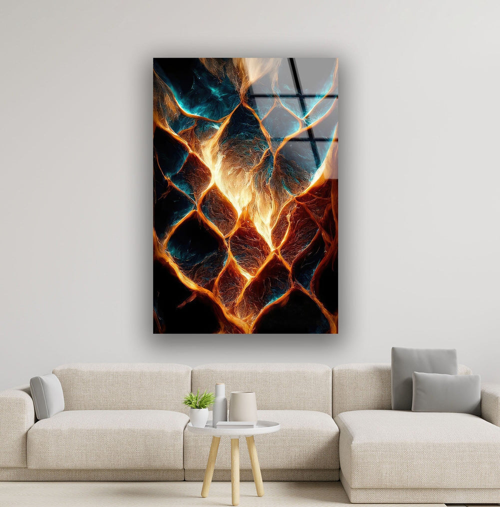 Abstract Fire Glass Wall Art , glass wall decor, Tempered Glass Wall Art