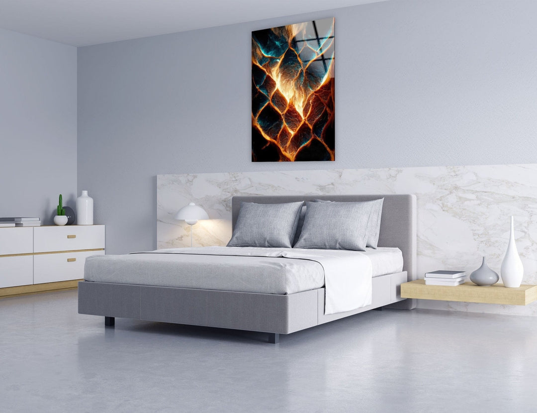 Abstract Fire Glass Wall Art , large glass photo prints, glass wall photos