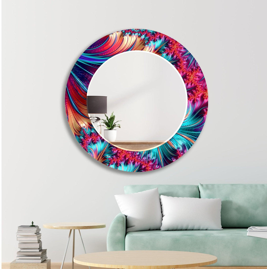 Abstract Fractal Neon Wall Mirror Long Wall Mirror
