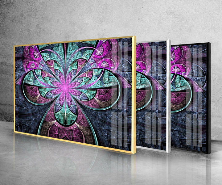 Abstract Fractal Purple Flower Glass Wall Art art glass wall art, glass wall art pictures
