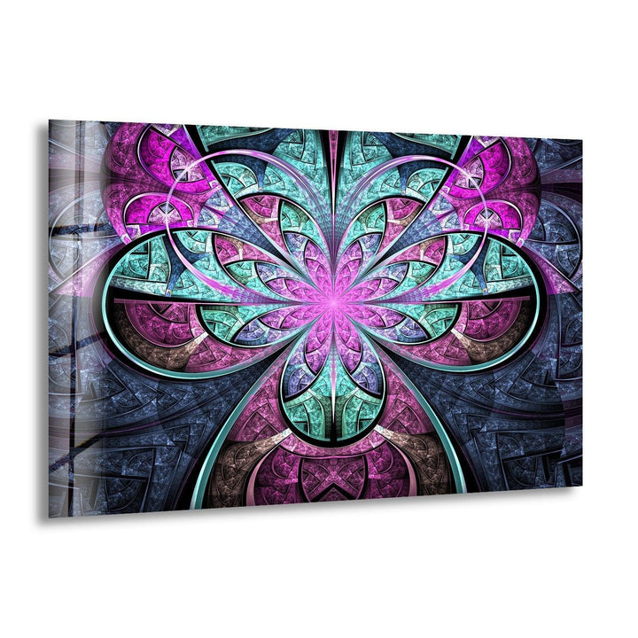 Abstract Fractal Purple Flower Glass Wall Art large glass photo prints, glass wall photos
