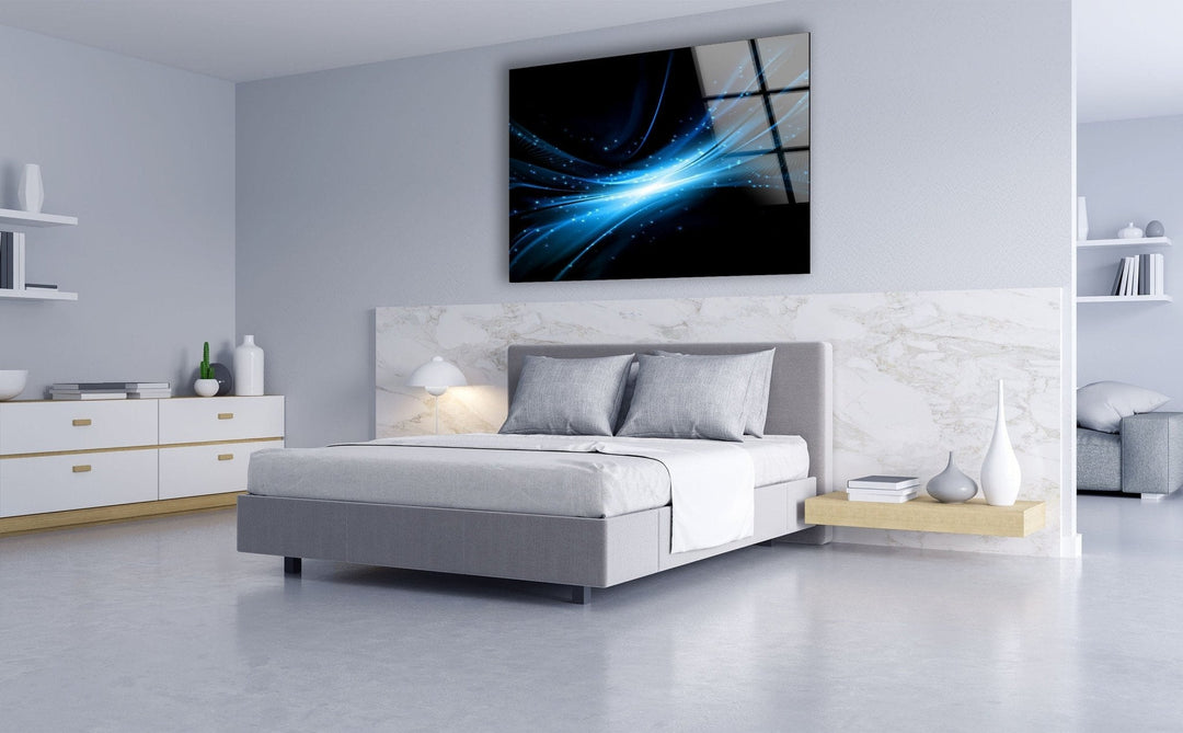 Abstract Blue tempered  Glass Wall Art