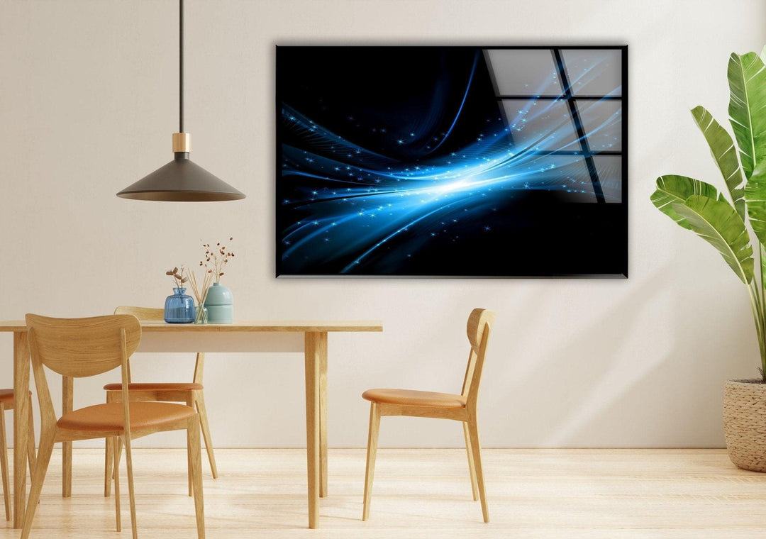 Abstract Futuristic Blue Glass Wall Art