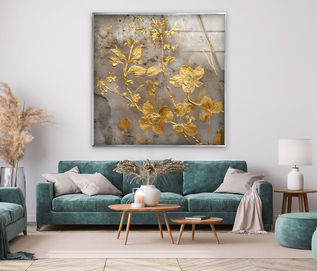 Abstract Gold Floral Tempered Glass Wall Art - MyPhotoStation Decorate your living room with stunning Glass Wall Art. Our collection includes tempered glass wall art, large glass artwork, and modern designs. Perfect for adding color and style to any space. Enjoy secure packaging, free shipping, and vibrant prints that last.