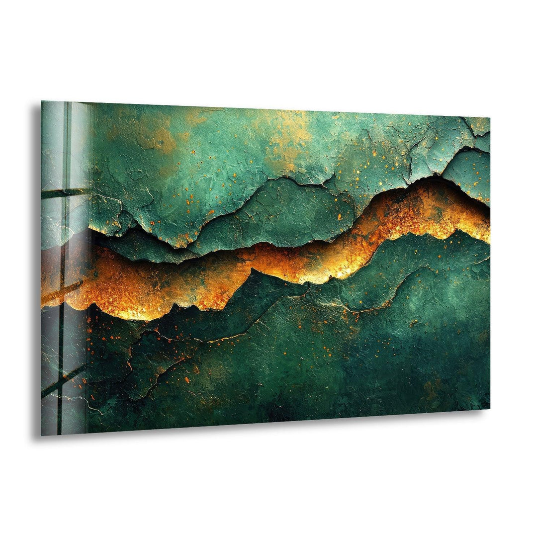 Abstract Golden Cracked Glass Wall Art custom glass pictures, glass art prints