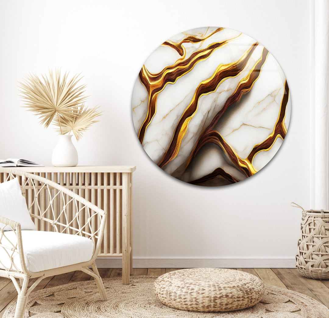 Abstract Golden Details Marble Glass Wall Art glass photo prints, glass picture prints
