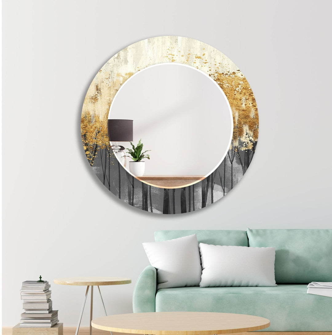 Abstract Golden Trees Wall Mirror decorative mirrors   
