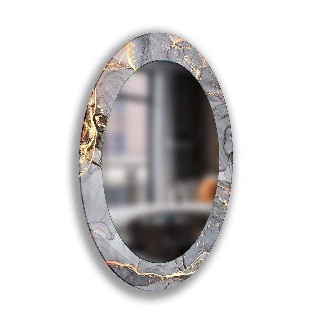 Abstract Gray Oval Wall Mirror