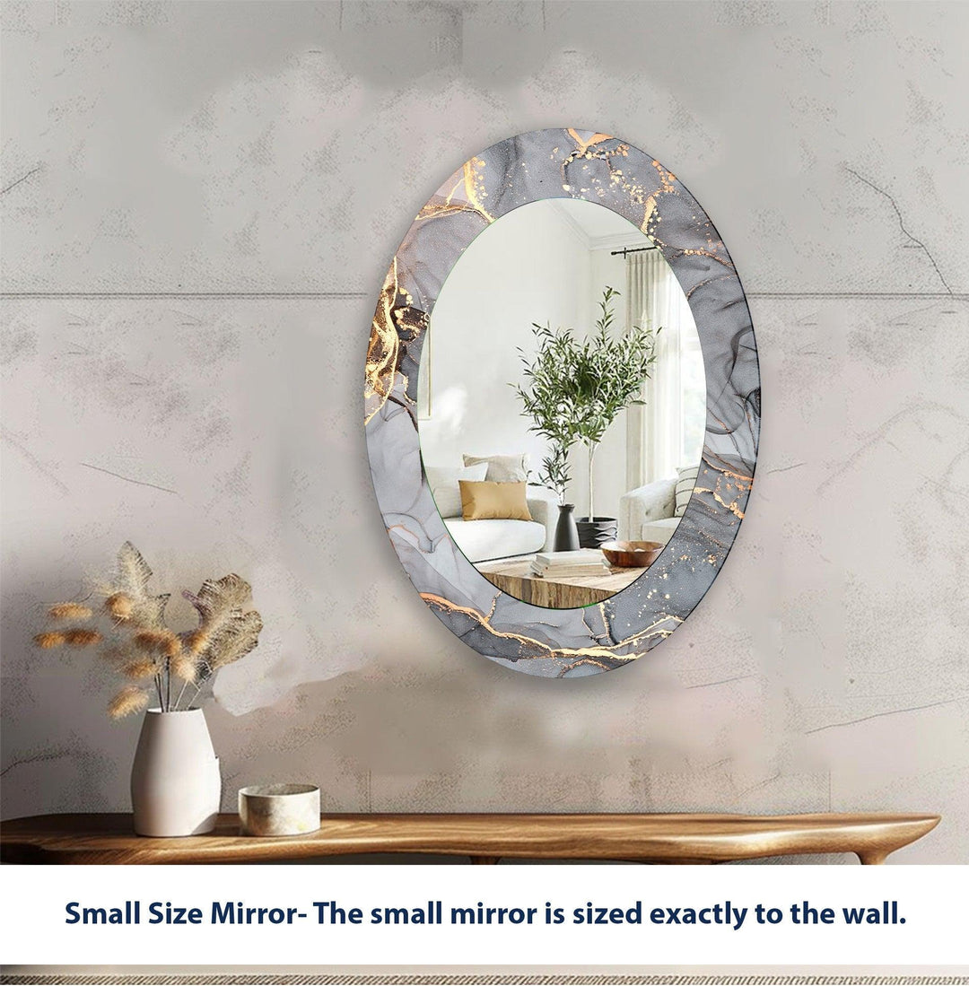 Abstract Gray Oval Wall Mirror