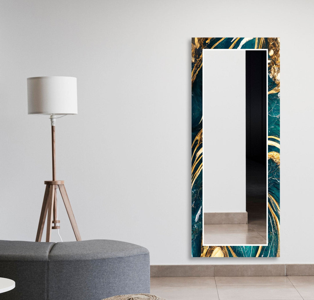 Abstract Green and Gold Wall Mirrors Bedroom Wall Mirror
