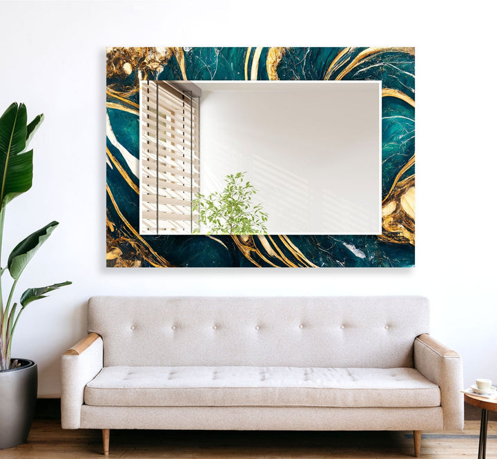 Abstract Green and Gold Wall Mirrors Dining Room Wall Mirror
