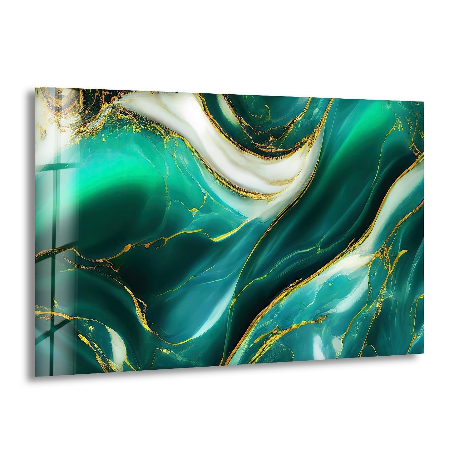 Abstract Green Marble Glass Wall Art