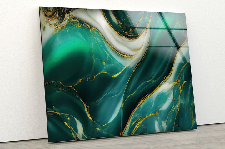 Abstract Green Marble Glass printing Wall Art