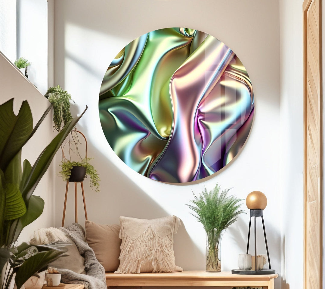 Abstract Iridescent Glass Wall Art print picture on glass, Tempered Glass Wall Art