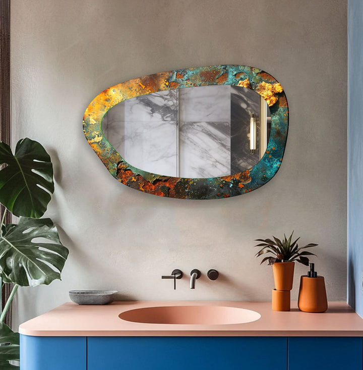 Abstract Large Irregular Glass Wall Mirror