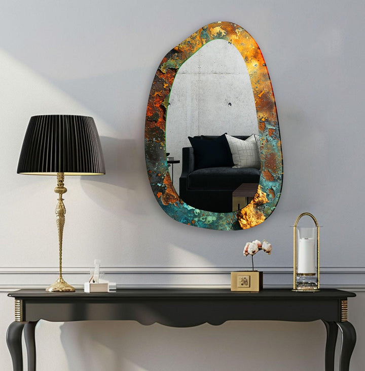 Abstract Large Irregular Glass Wall Mirror