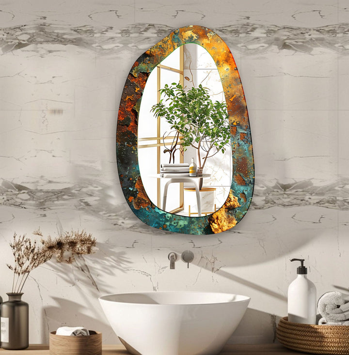 Abstract Large Irregular Glass Wall Mirror