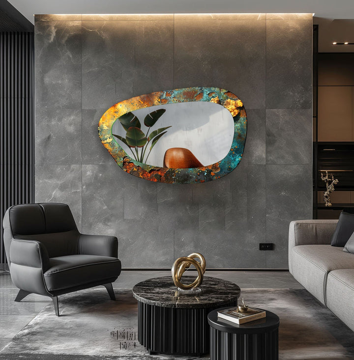 Abstract Large Irregular Glass Wall Mirror