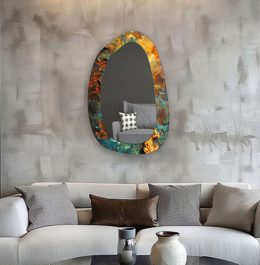 Abstract Large Irregular Glass Wall Mirror