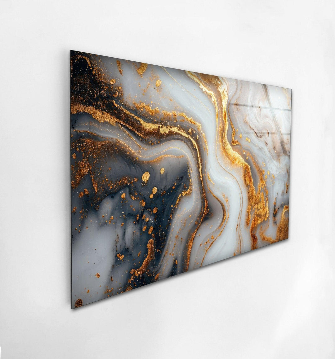 White black and gold marble texture glass wall decor