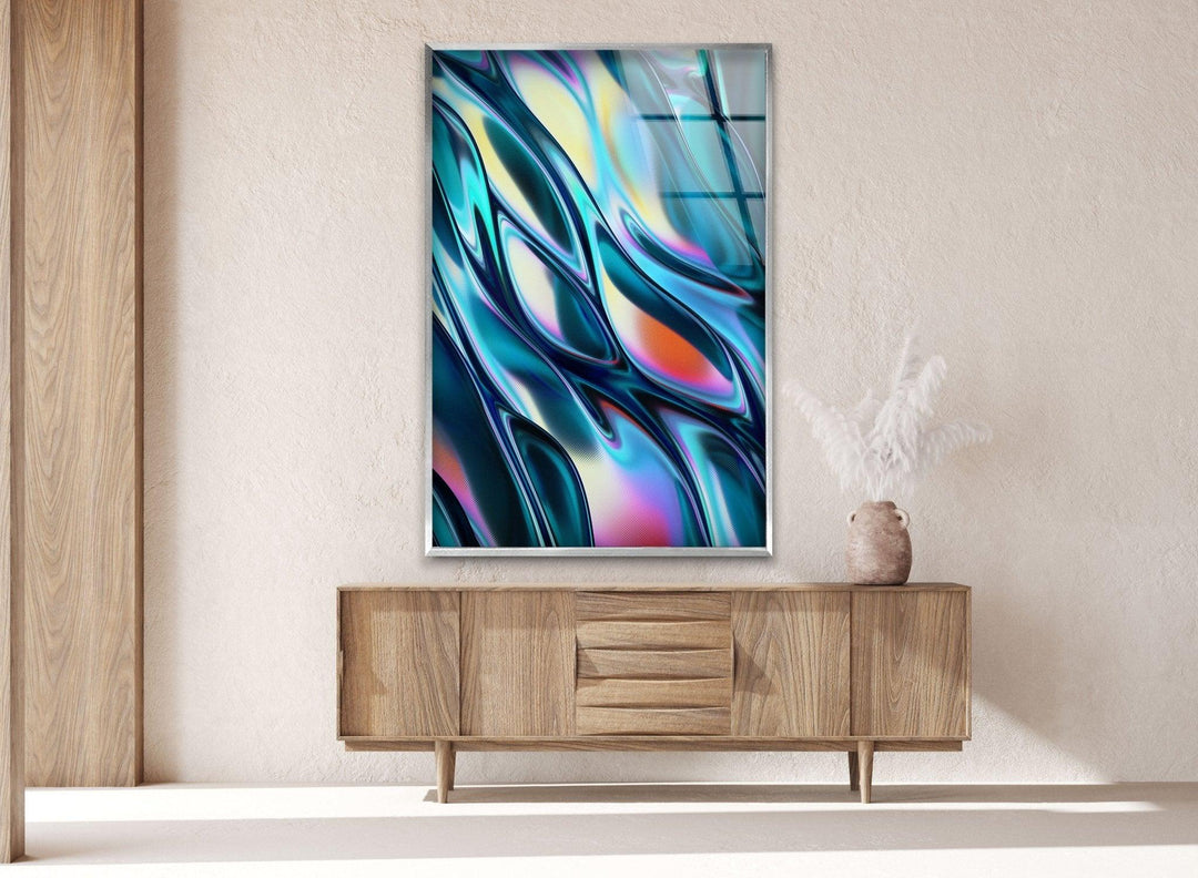 Abstract Metal Waves Glass Wall Art large glass photo prints, glass wall photos