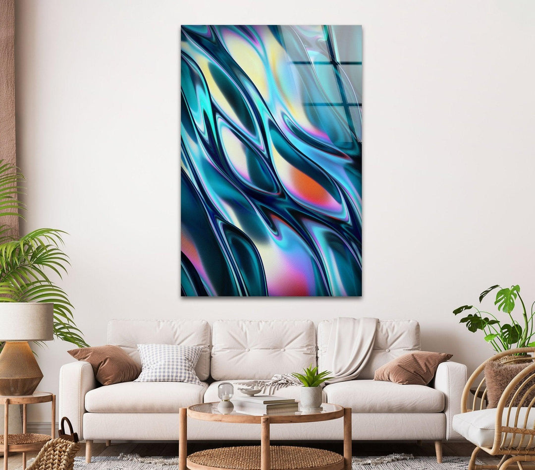 Abstract Metal Waves Glass Wall Art print on glass, glass printed photos