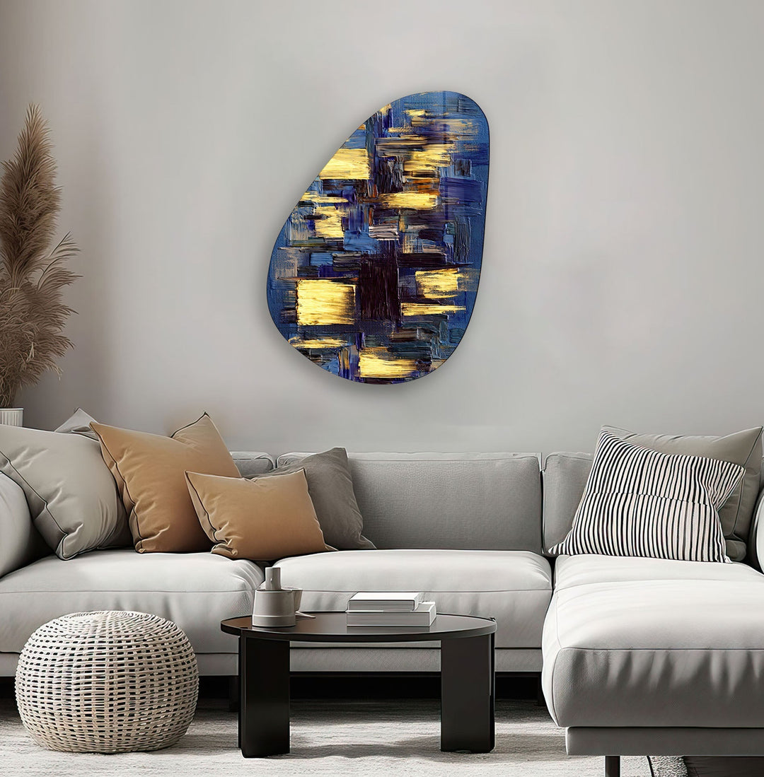 Abstract Modern Blue Glass Wall Art, print on glass, glass printed photos

