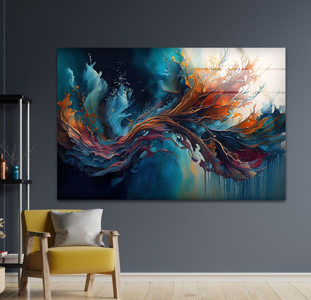 Abstract Nature Painting Glass Wall Art Glass Printing Wall Art, Print photos on glass