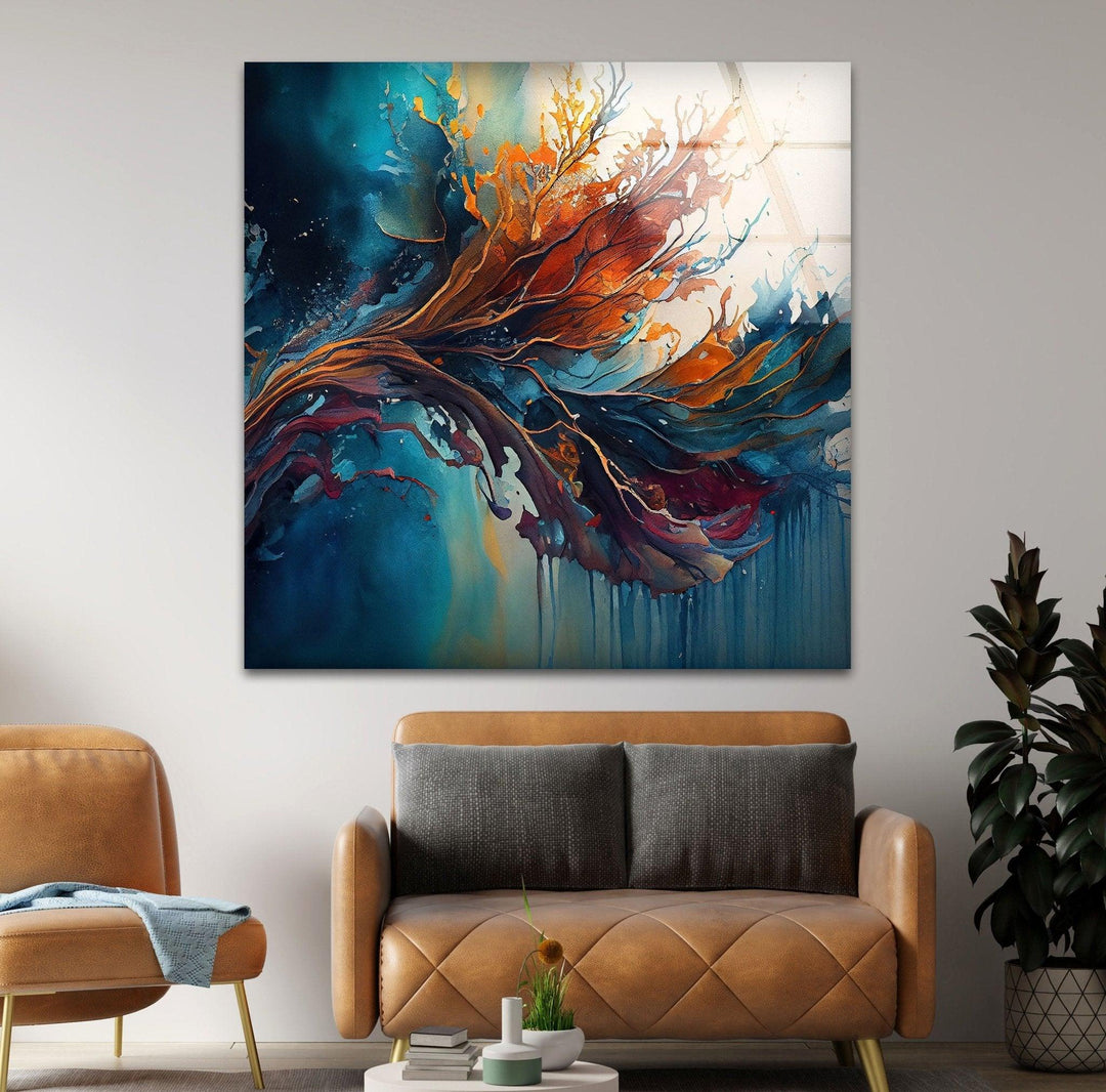 Abstract Nature Painting Glass Wall Art glass pictures for Wall, glass prints wall art