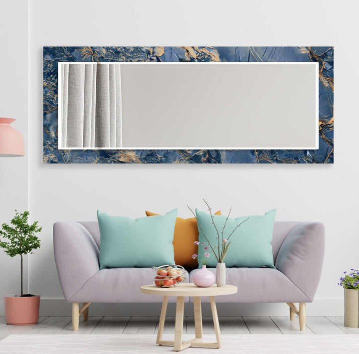 Abstract Navy Blue and Beige Wall Mirror Abstract Mirror
