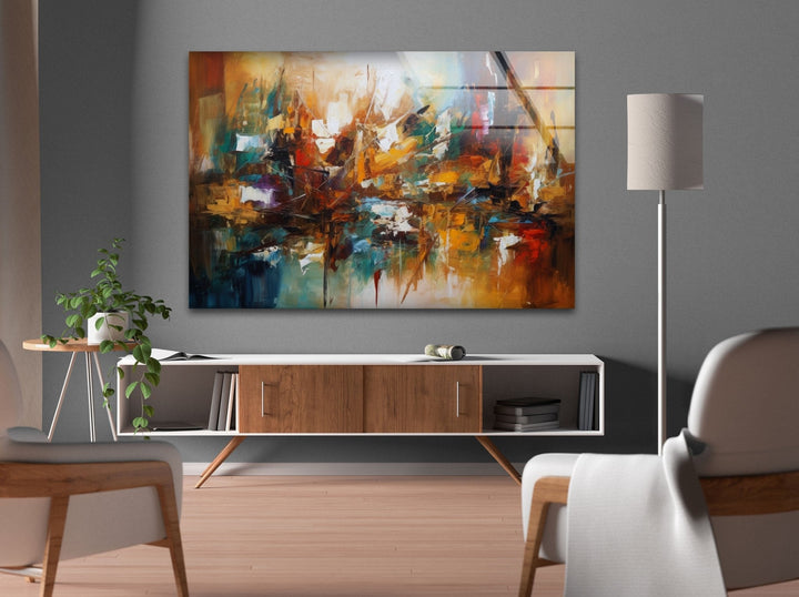 Abstract Oil Painting Glass Wall Art , large glass photo prints, glass wall photos