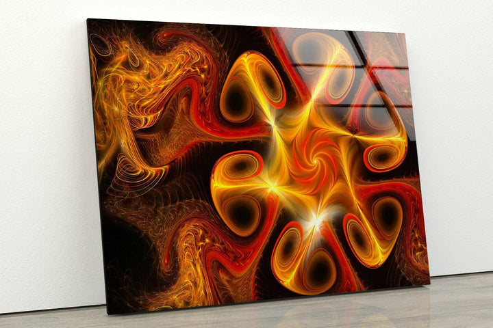 Abstract Orange Fractal Glass Wall Art glass image printing, glass prints from photos
