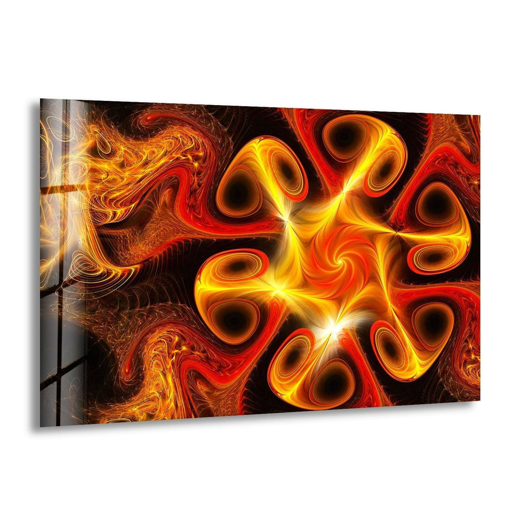 Abstract Orange Fractal Glass Wall Art art glass wall art, glass wall art pictures
