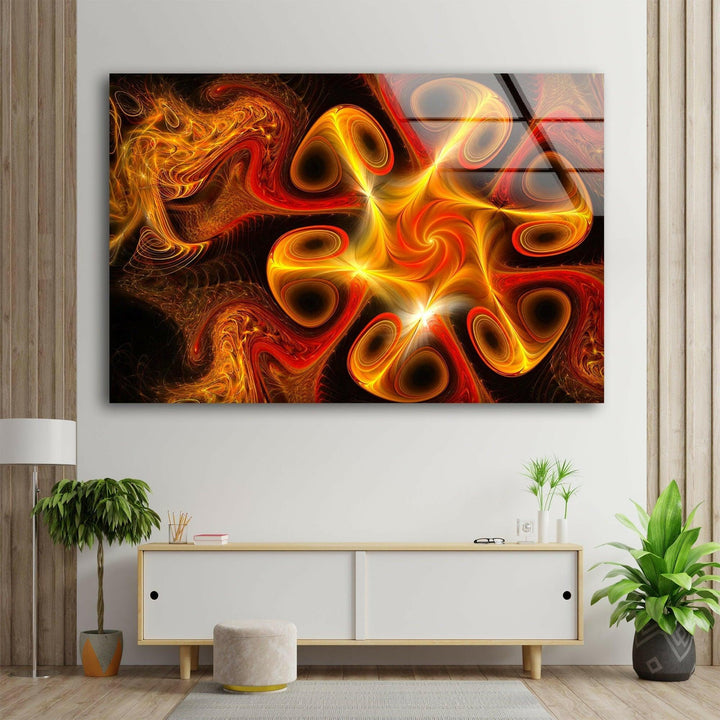 Abstract Orange Fractal Glass Wall Art Glass Printing Wall Art, Print photos on glass
