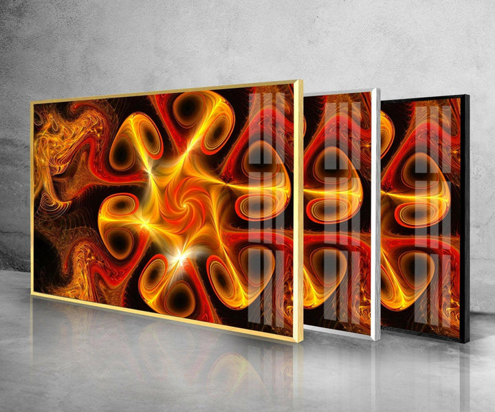 Abstract Orange Fractal Glass Wall Art custom glass photo prints, large glass prints
