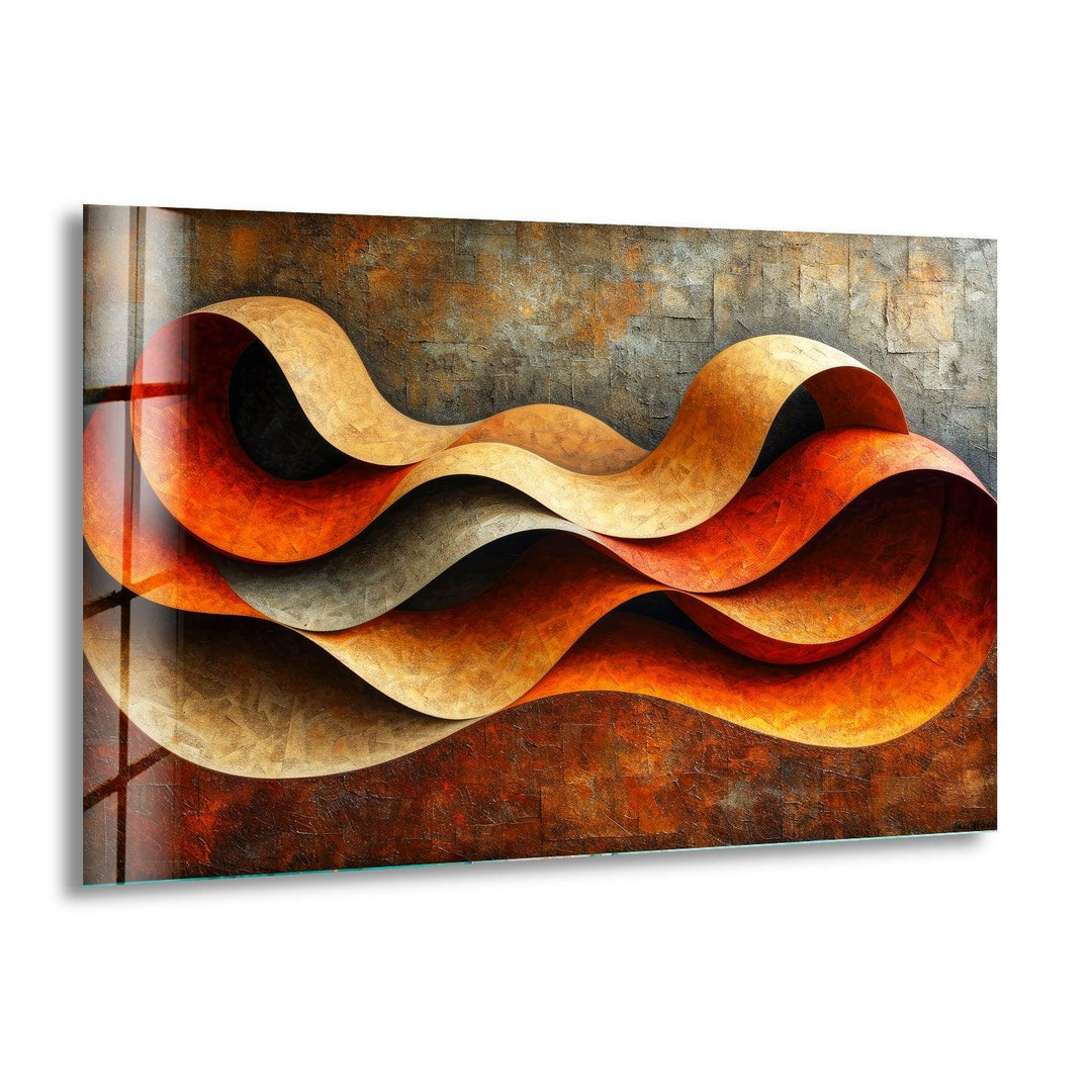 Abstract Orange Horizons Glass Wall Art print picture on glass, Tempered Glass Wall Art