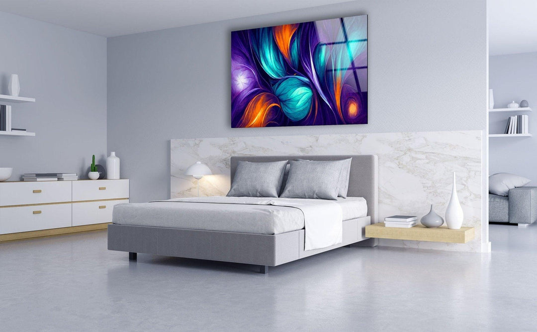 Abstract Organic Floral Glass Wall Art, photo print on glass, prints on glass wall art