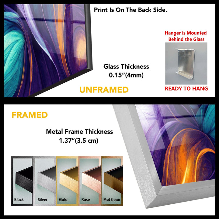 Abstract Organic Floral Glass Wall Art, glass pictures for Wall, glass prints wall art