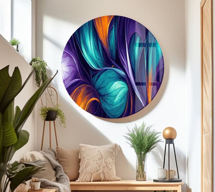 Abstract Organic Floral Glass Wall Art, picture on glass wall art, photos printed on glass