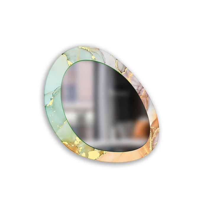 Abstract Oval Gold Wall Mirror