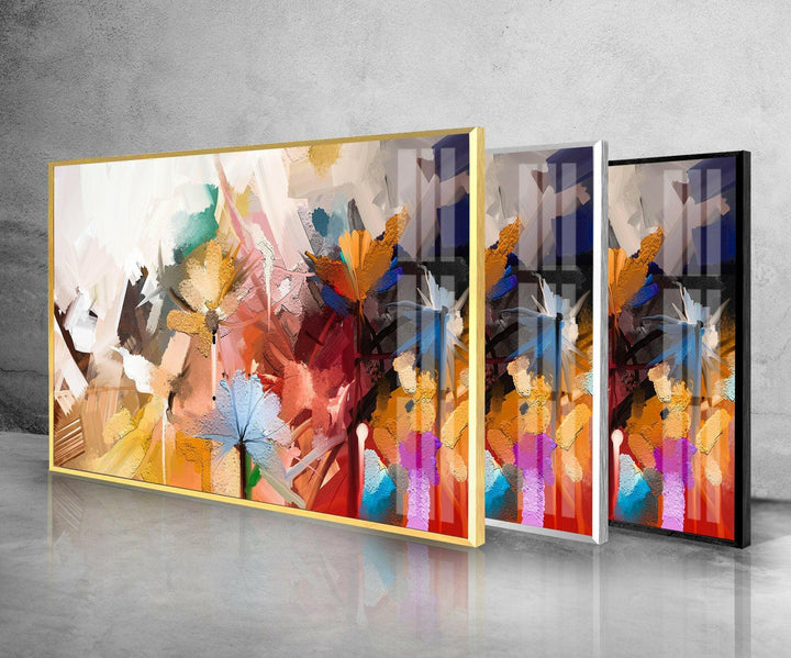 Abstract Painting Of Flowers Glass Wall Art, print on glass, glass printed photos
