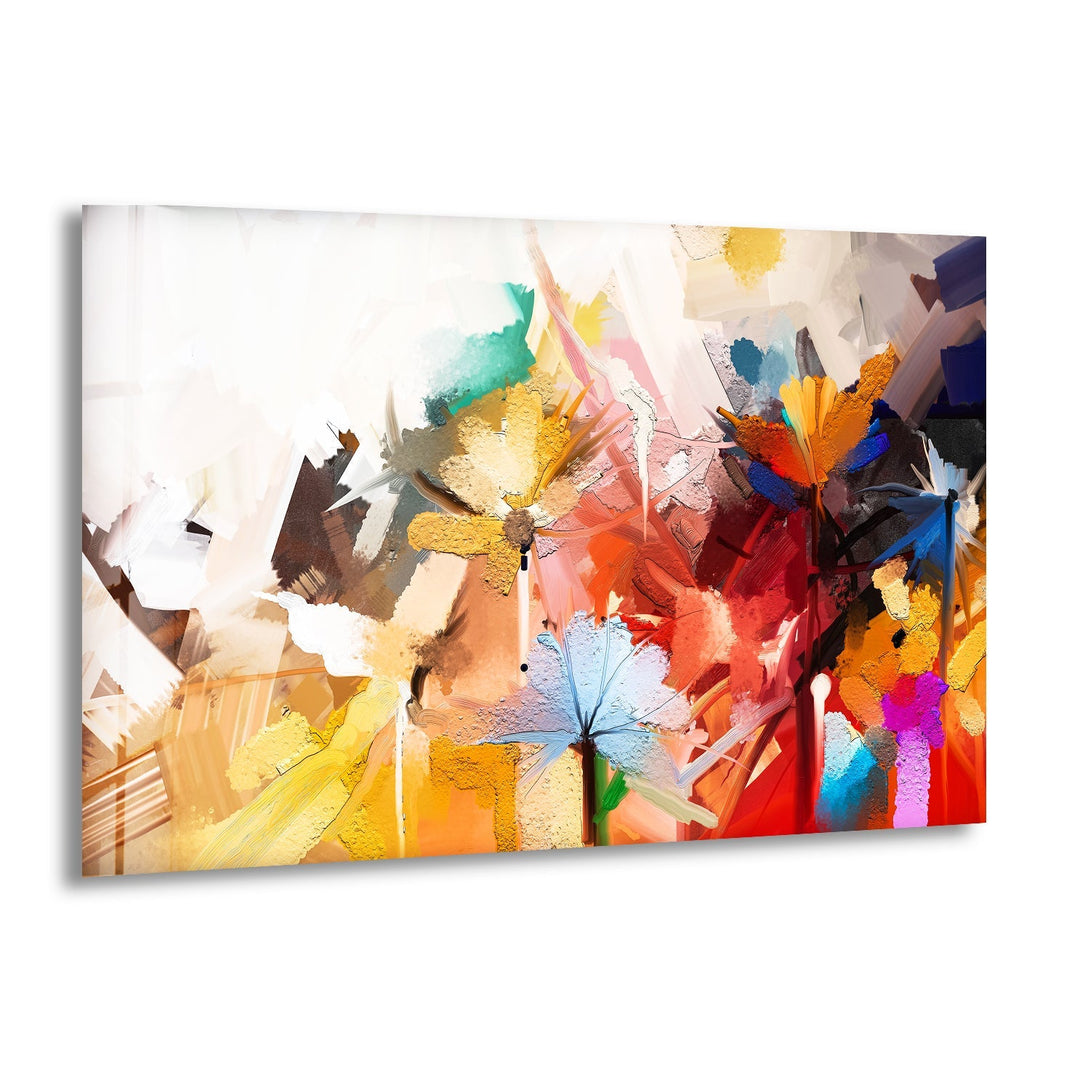 Abstract Painting Of Flowers Glass Wall Art, print picture on glass, Tempered Glass Wall Art
