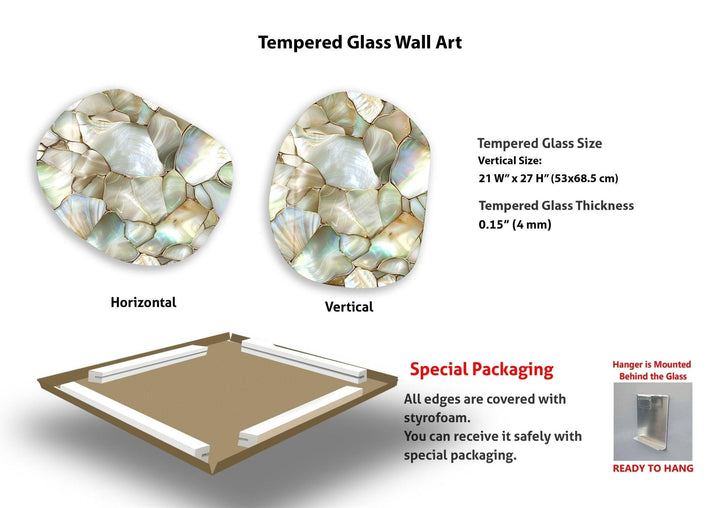 Abstract Pearlescent Decorative Glass Wall Art, glass pictures for Wall, glass prints wall art
