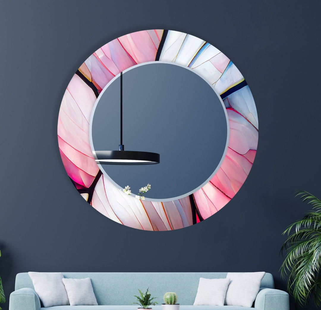 Abstract Pink Lines Wall Mirror