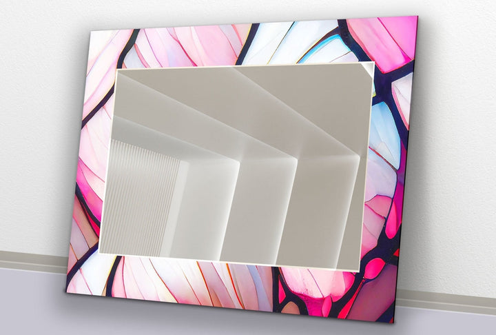 Abstract Pink Lines Wall Mirror