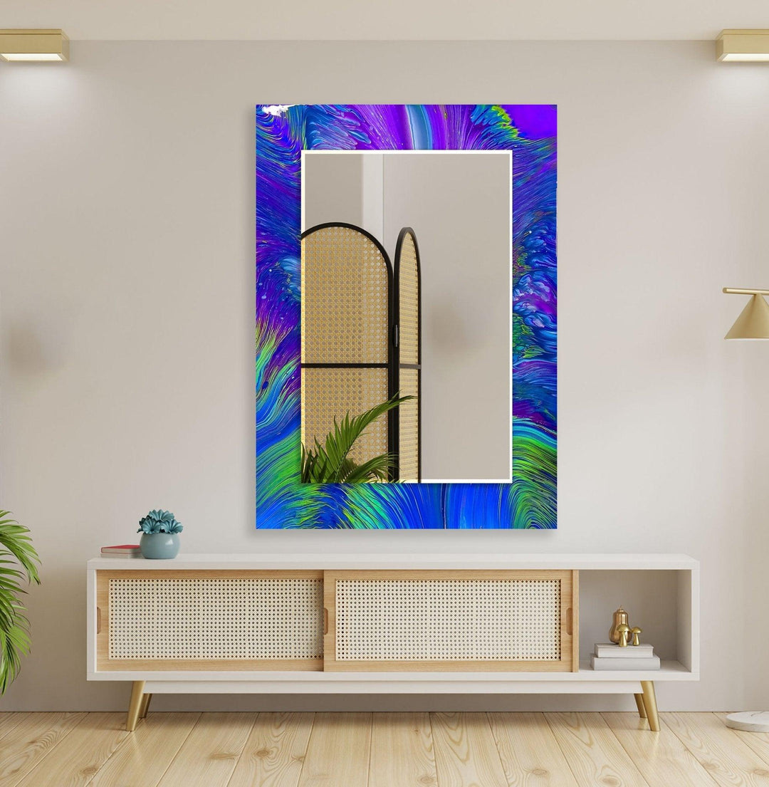 Abstract Purple and Green Wall Mirrors Marble Wall Mirror
