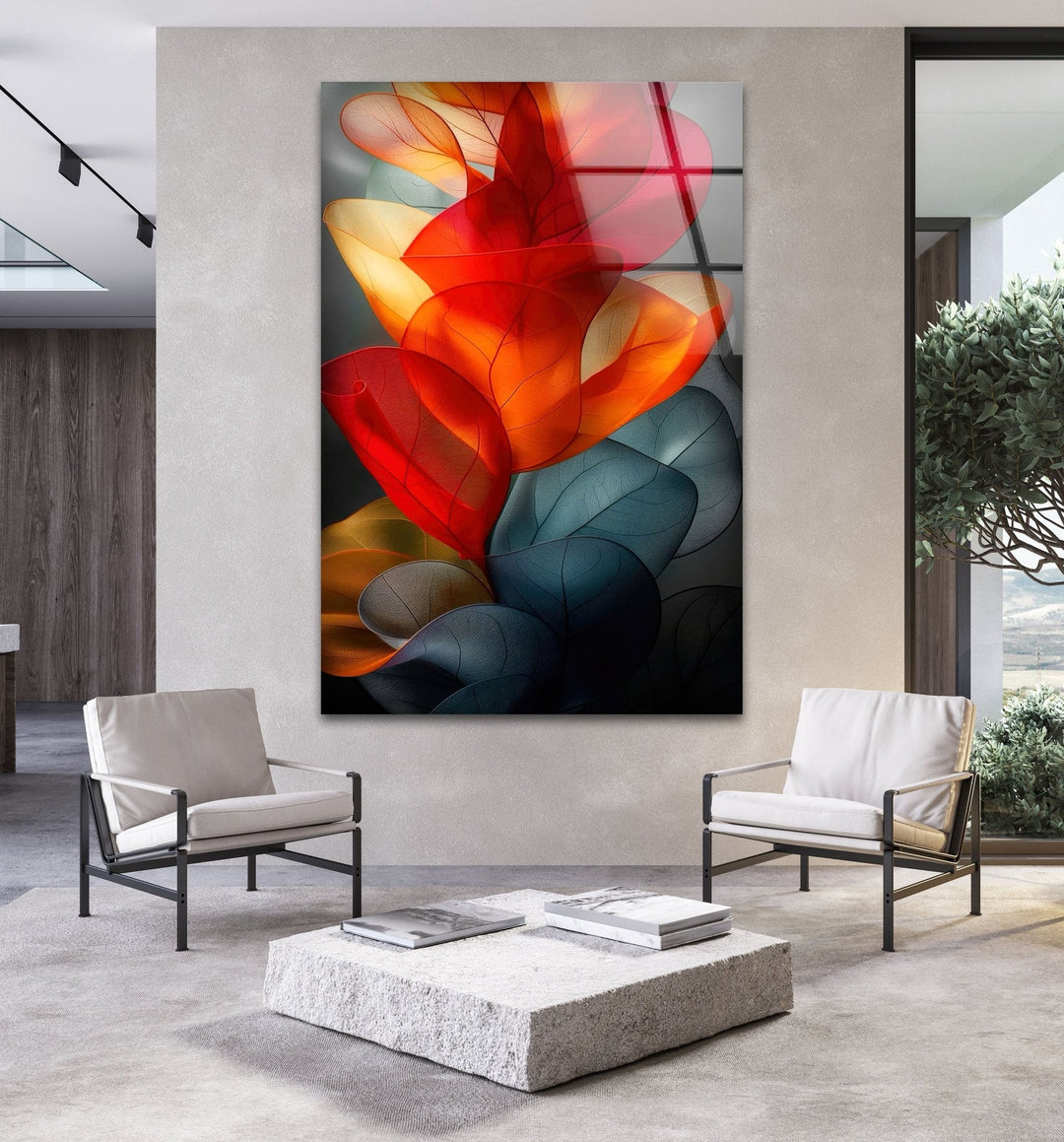 Abstract Red Floral Glass Wall Art, photo print on glass, prints on glass wall art