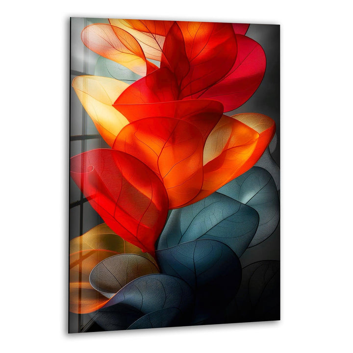 Abstract Red Floral Glass Wall Art, print on glass, glass printed photos