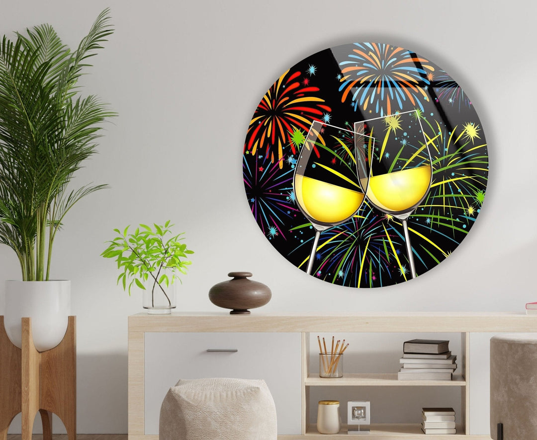 Abstract Round Cocktails Glass Wall Art glass art painting, glass art for the Wall
